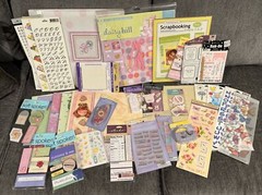 Large Baby Girl Pink Scrapbook Lot: Book, Sheets, Papers, Stickers & More. NEW