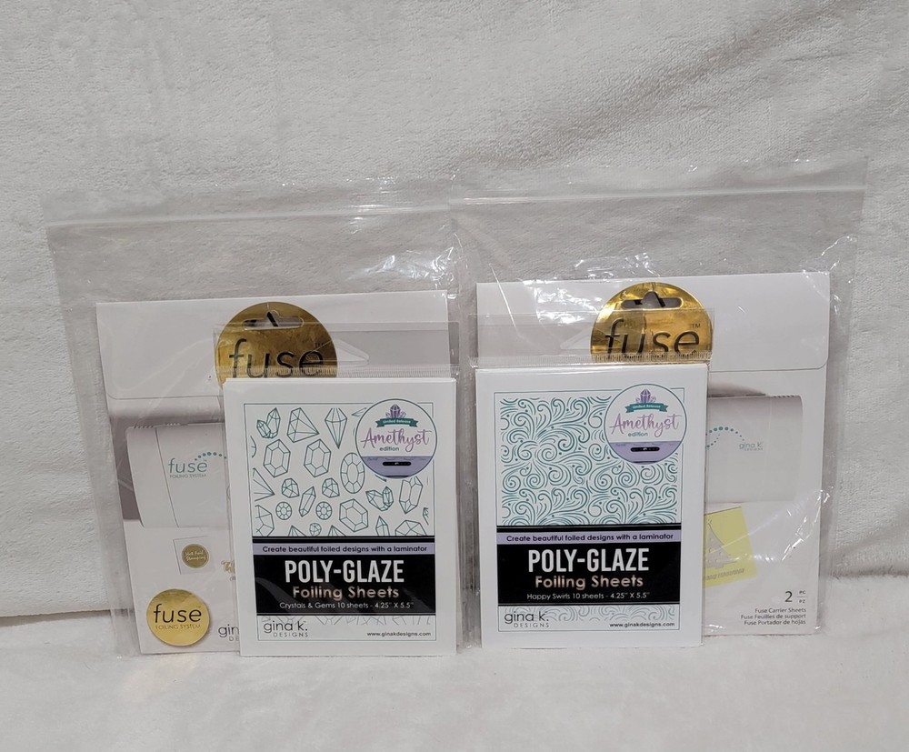 POLY-GLAZE Foiling Sheets Amythest And Happy Swirls BUNDLE