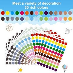 1050 Pcs Dot Stickers 3/4 Inch Colored Dot Stickers 30 Color Circle Coding Label