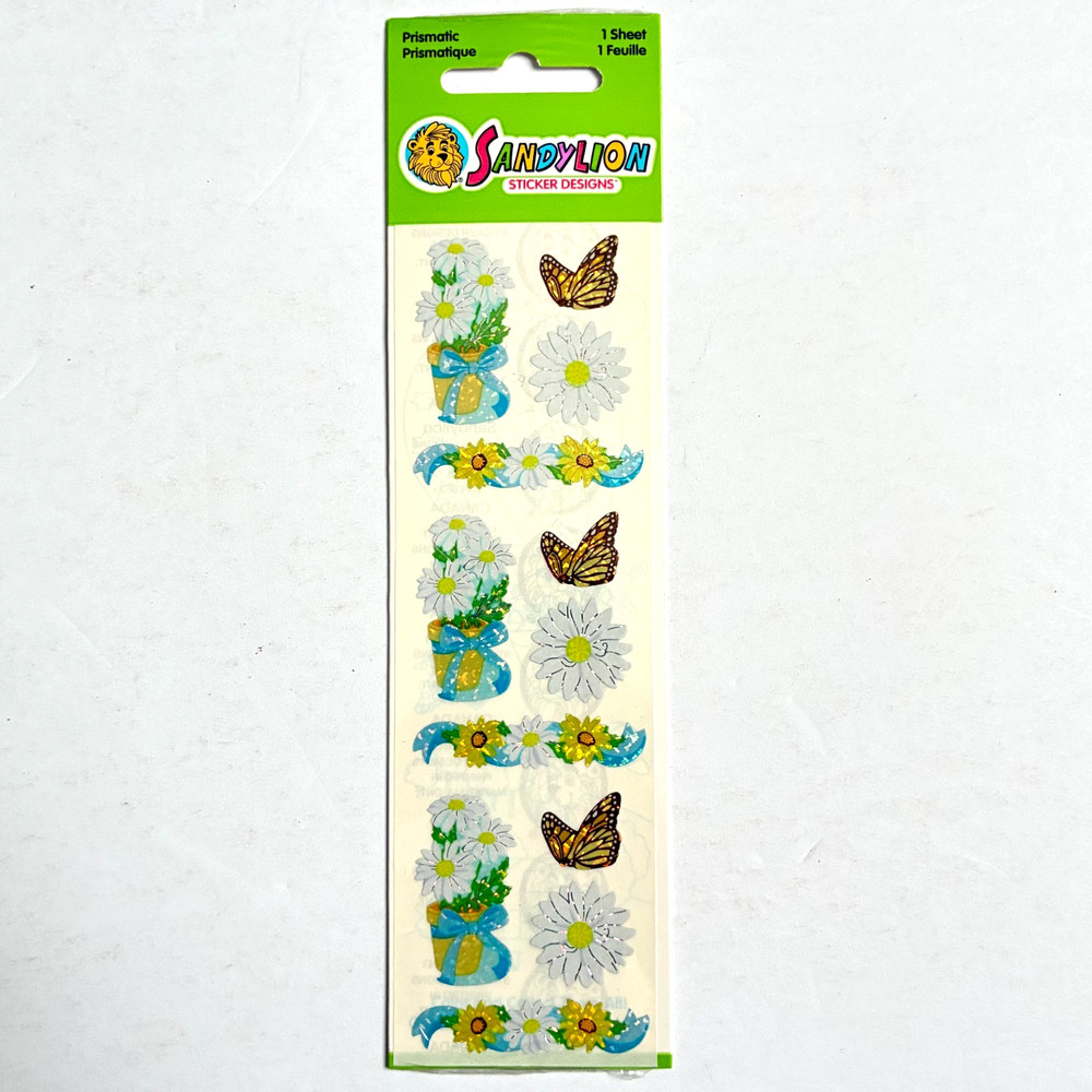 Sandylion Prismatic Daisy and Butterfly Stickers Daisies 1 Sheet Sealed Vintage