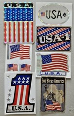 7 Selectra VTG Patriotic American USA Prismatic Flag Stickers, 250th Anniversary