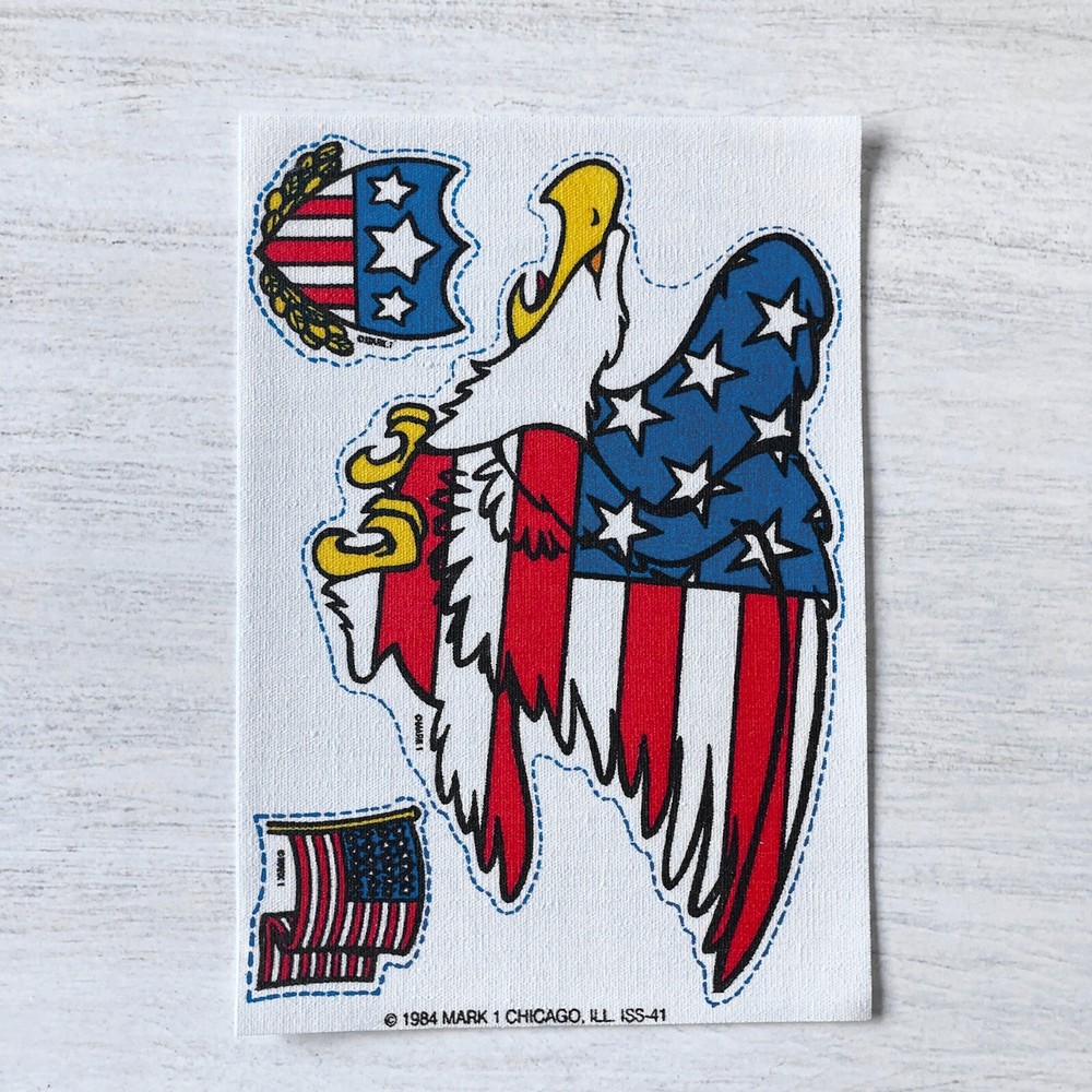 Vintage Mark 1 Scratch N Sniff 80s Iron-On Patch, American Eagle Bubblegum Scent