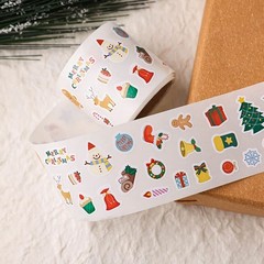 2 Rolls Cute Merry Christmas Cartoon Label Gift Box Series Stickers Decorations
