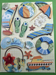K&Company Grand Adhesions ~ 14 pc Happy Trails Water Fun w/glitter & gems- new