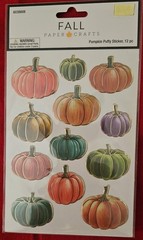 11 HL Paper Crafts Fall Themed Puffy Pumpkin Sticker Packs (each pack 12 pcs)