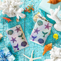 360 Pcs Sparkle Mermaid Stickers Holographic under the Sea Theme Ocean Glitter