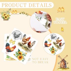 Rub on Transfers for Crafts Furnitures Stickers: 9 Pcs Roosters Rub on Transfer