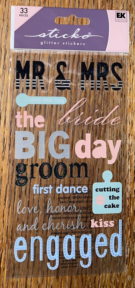 Sticko The Big Day WEDDING Mr & Mrs Groom Bride 1st Dance Kiss Cutting Cake Love