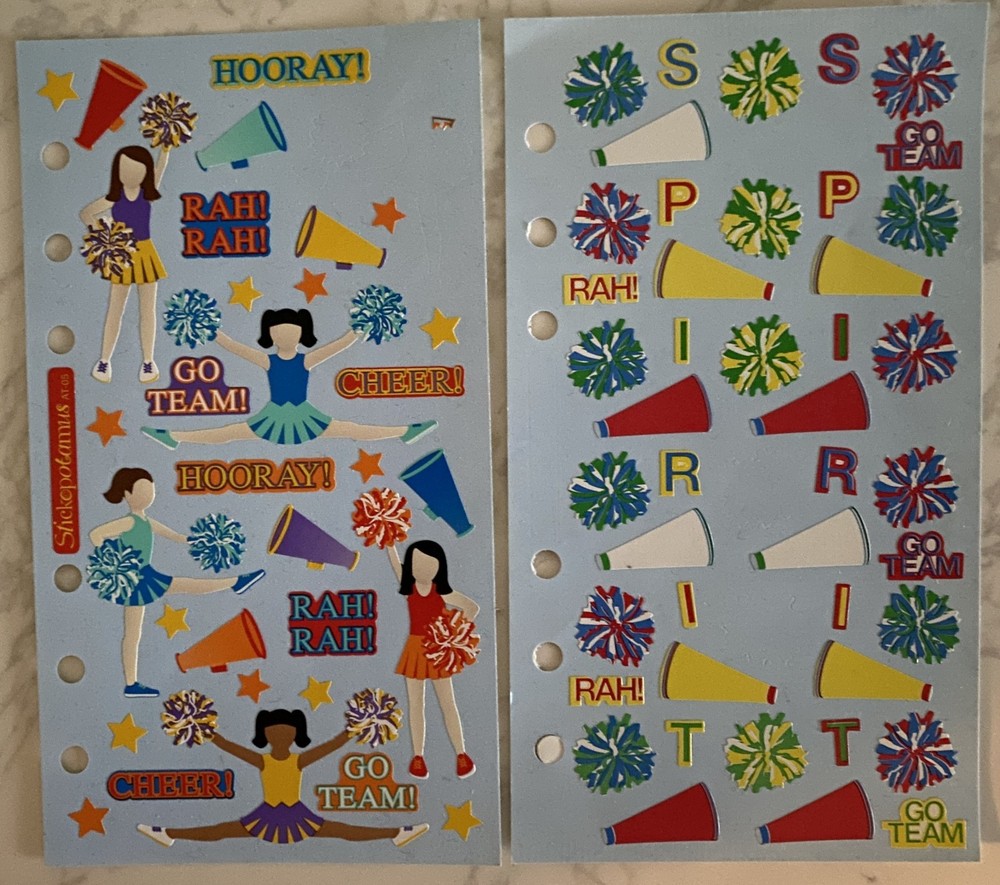 2 Stickopotamus Binder Stickers Sheets CHEER Cheerleading Missing 3 stickers