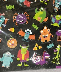 Rare Vintage 50 Stickers Collectible Halloween Glitter Monsters Candy Creatures
