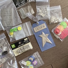 Scrapbooking Craft Embelishment Lot Metal Frames Charms Clips Button Wire Decor