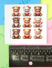 Teddy Bears & Hearts Mini Sticker Sheet Style 2