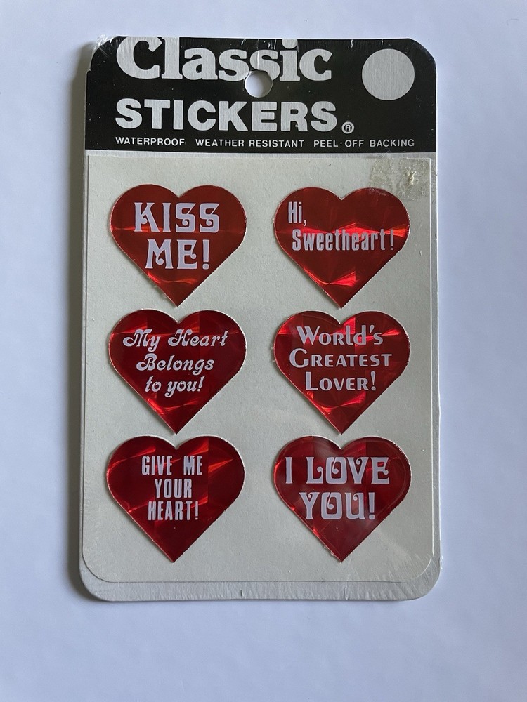 Vintage Classic Stickers 80’s Prism Red Hearts Sealed Pack Love