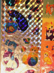 VINTAGE LOT LISA FRANK STICKER STRIP BUBBLE CRYSTAL PRISM HORSES KITTIES PUPPIES