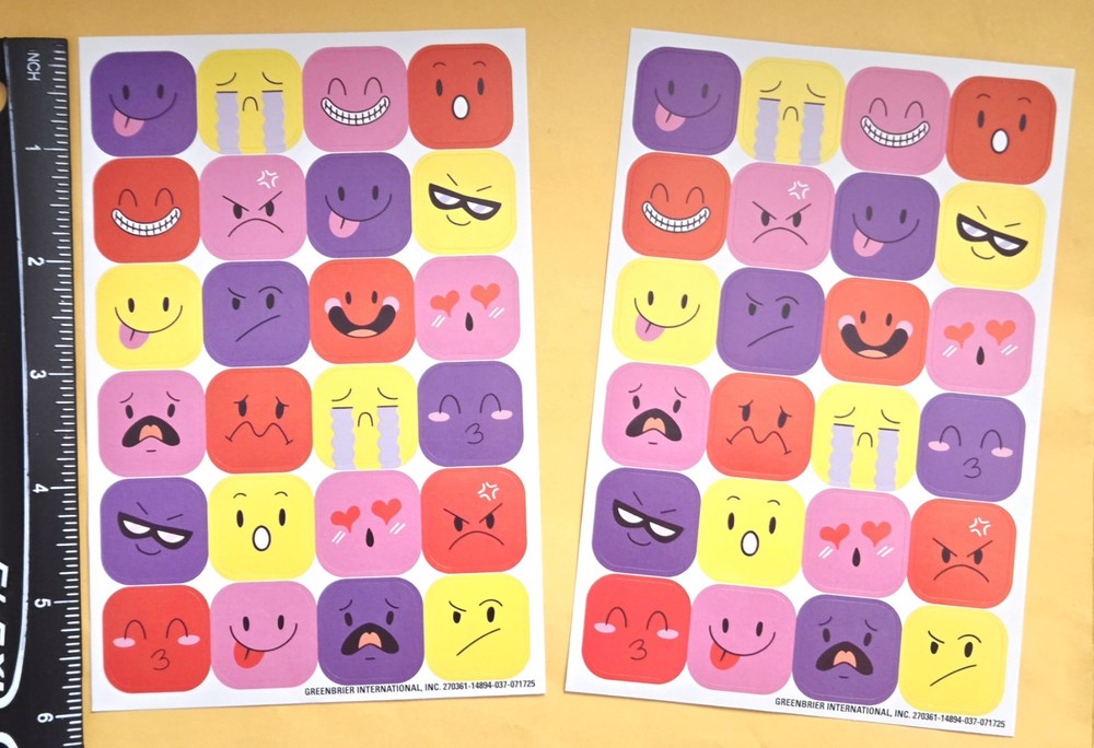 Emojis Single Sticker Sheet Lot Of 2