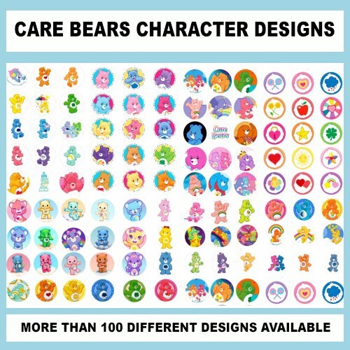 100 Precut LUCKY CARE BEARS CHARACTER BOTTLE CAP CHARM TRAY IMAGES 1 inch circle