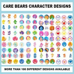 100 Precut LUCKY CARE BEARS CHARACTER BOTTLE CAP CHARM TRAY IMAGES 1 inch circle