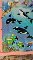 Vintage Gibson Stickers Orcas Whales Ocean Tropical Birds Parrot Fish 1 Sheet