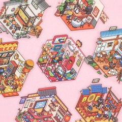 12 in 1 Portable in pocket Mini Landscape Sticker Miniature scene Collection