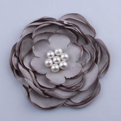 120PCS 9.2CM Fashion Burned Satin Fabric Flowers With Bead For Clothes Accessory