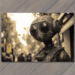 STICKER Classic Robot Black Eyes Industrial Retro Future Strange Weird Machine