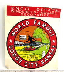 Vintage Enco Decals World Famous Dodge City Kansas Gunfighter Travel Souvenir