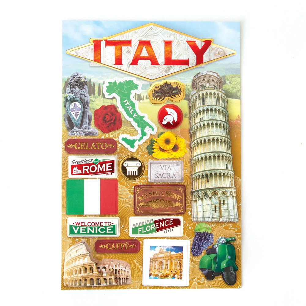 Italy Pisa Vacation 3D Stickers Scrapbook Planner Travel Journal Crafts