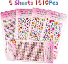 1510 Pcs Gem Stickers Self Adhesive Rhinestone Jewels DIY Crafts Multi Color