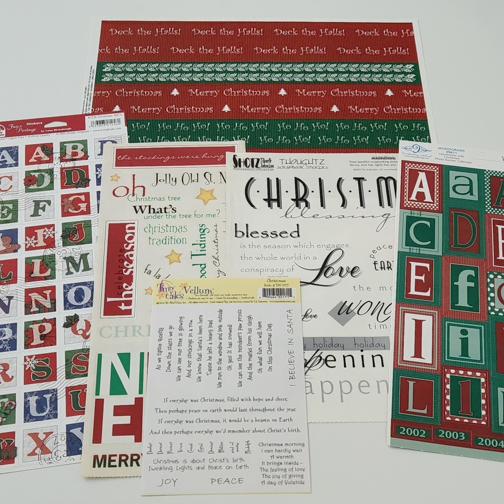 NEW Lot CHRISTMAS HOLIDAY Scrapbooking Borders Words Cardstock Stickers Alphabet
