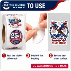 500 Pcs 4th of July Stickers Roll 1.5 Inch Patriotic Self Adhesive Labels 1776-2
