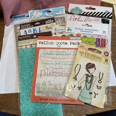 Junk Journal/Scrapbooking Lot of 9 stickers, velum, crystals, words