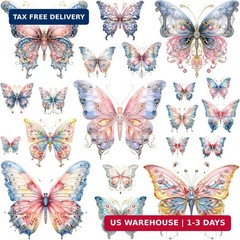 XERE 400 Pcs Butterflies Flora and Fauna Scrapbook Stickers Set for Scrapbooking
