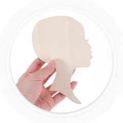 12Pcs African Woman Face Wooden Cutouts with Lashes for DIY Painting and Craft P