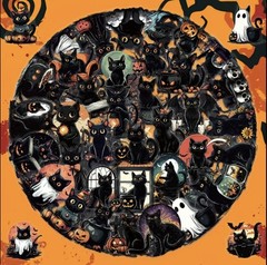 10pcs Black Halloween Cat Stickers- Scrapbook, Journal, DIY Crafts & Cards