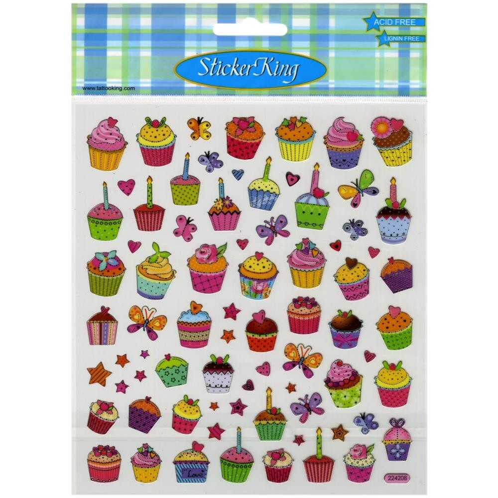 Crafts Stickers Sticker King Sweet Times Cupcakes Candles Butterflies Hearts