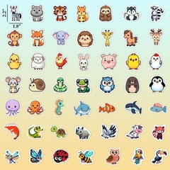 100 PCS Water Bottle Stickers for Kids,Waterproof Vinyl Animal Stickers for Kids