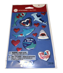 Valentine’s Day Sharks 17-ct 3D Puffy Stickers 1 Sheet by American Greeting