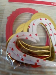 New! 9 PC Heart Cutout 3D Embellishments Valentine Chipboard Red Gold White ~