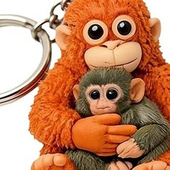 Punch The Monkey Keychain 3D Printed Holding Plush Toy Hanging Keyring