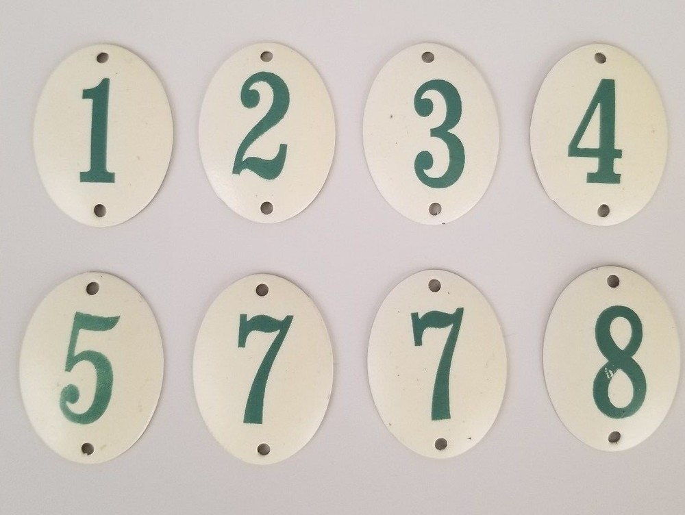 Vintage French Style Metal Oval White & Sage Green Mixed Number Lot 8 Pieces