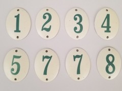 Vintage French Style Metal Oval White & Sage Green Mixed Number Lot 8 Pieces