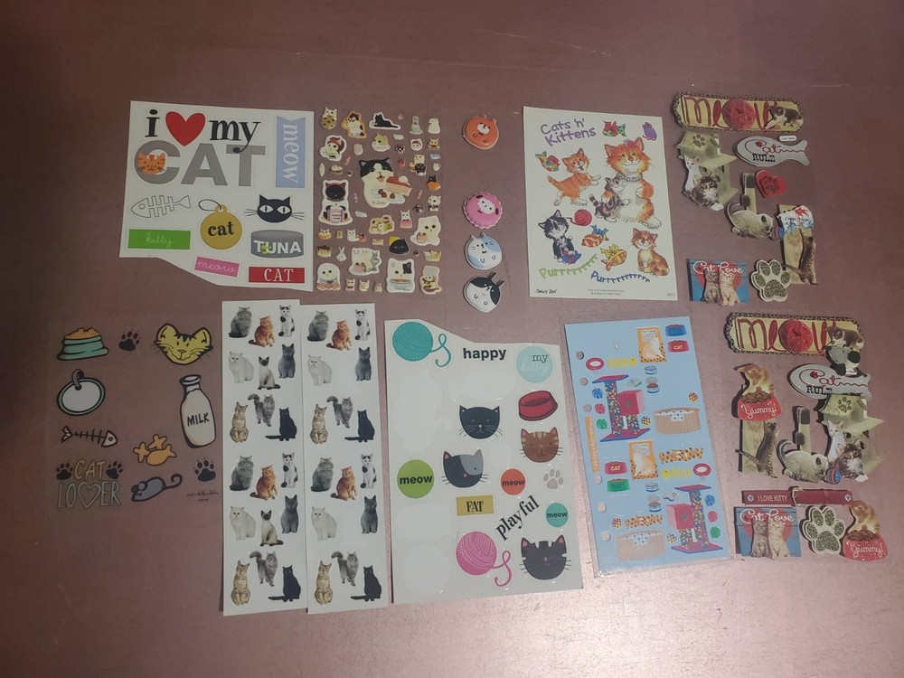 Huge Lot Of Scrapbooking Stickers And Embellishments! Cats, Kittens, Kitty, Pets