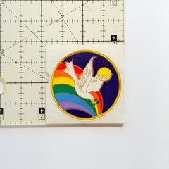 Vintage 1980’s Dove Bird Circle Stickers One Sticker Rainbow Hair Yellow Border