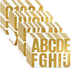 4 Inch Gold Letter Number Sticker, Self-Adhesive Waterproof & Tear-Resistant Lar