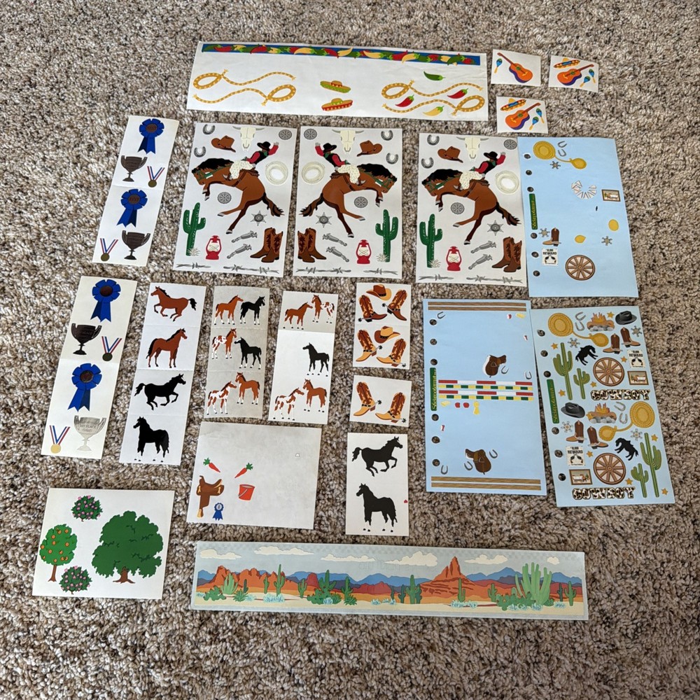 VINTAGE Mrs. Grossman’s Stickopotamus Southwest Horse Desert Cowboy Sticker lot