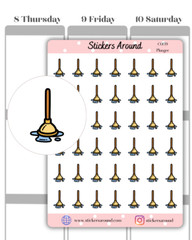 Plunger Icon Planner Sticker, Chores Sticker, Calendar & Journal Sticker