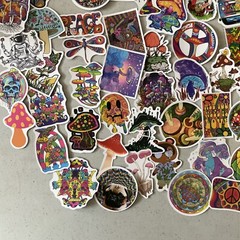 STICKERS!!! Assorted Lot Of 150+ Hippy Mushroom Peace Stickers
