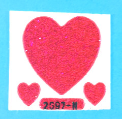 Vintage 80’s Sticca Pink Glitter Hearts Sticker Mini Mod W Number Stamp