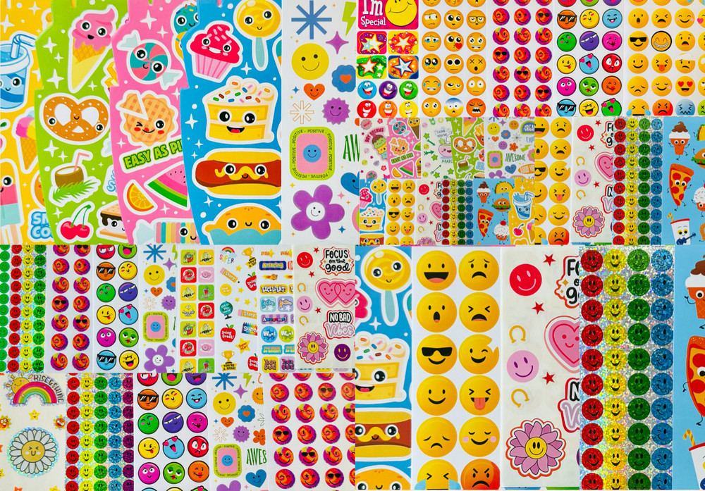 Sticker Bulk Smiley funny Face Happy Smiles food dessert – 10