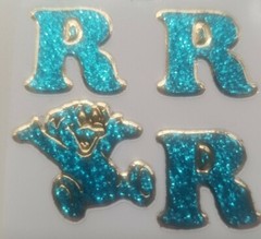 Set of 2 sheets of vintage introduct glitter stickers «R» discontinued Germany
